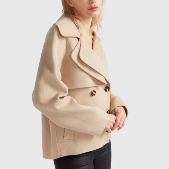 Unworn Belle & Bloom I'm Yours Wool Blend Peacoat in Pale Oat - Picture 3 of 8